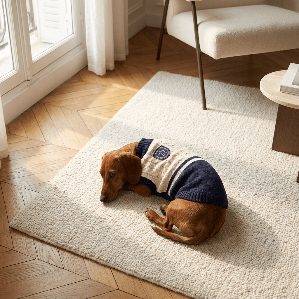 ChicPaws Preppy Dog Sweater on small dog, sleeveless design, warm and stylish for small breeds.