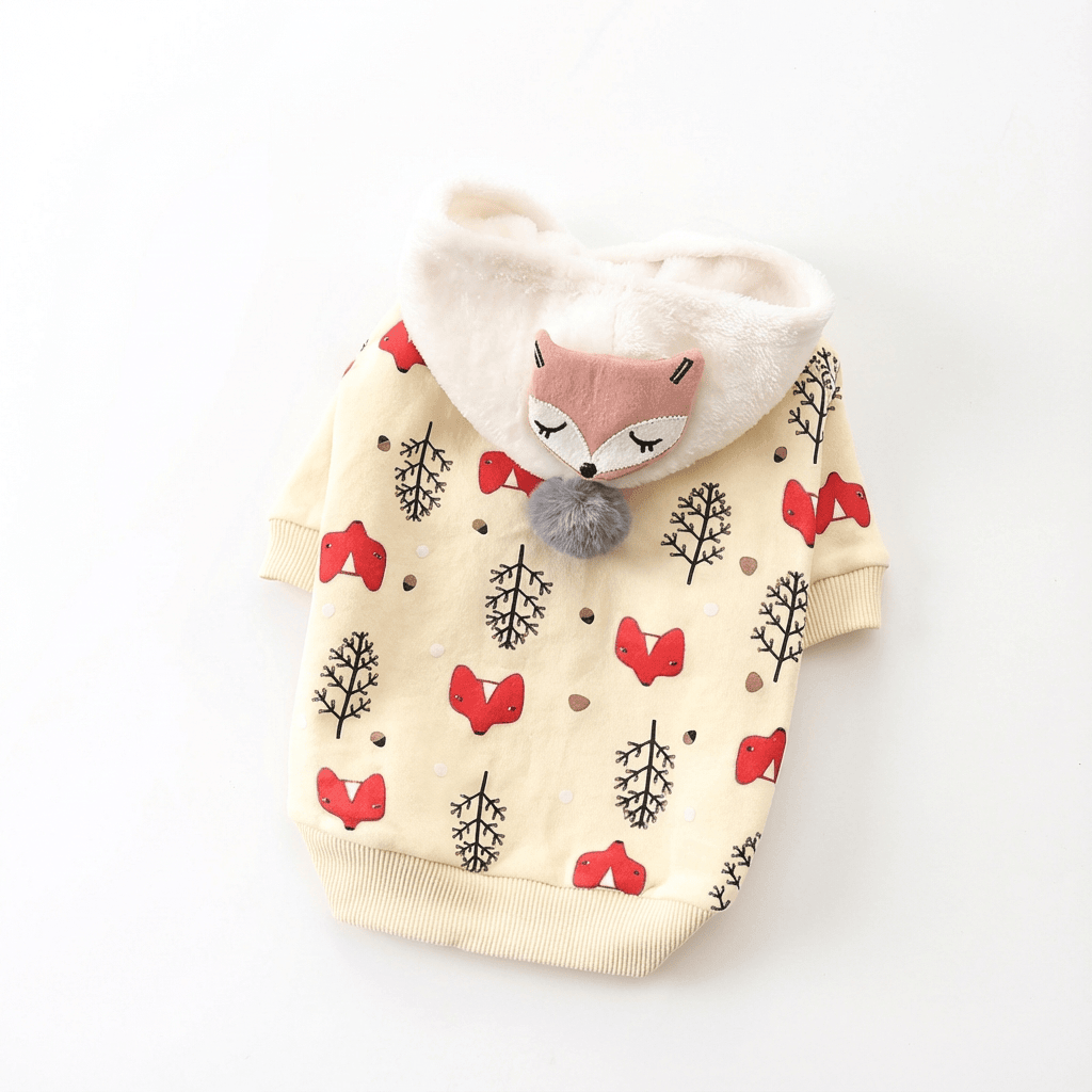 Christmas Tree Printed Dog Top featuring a cute fox design, lightweight cotton, breathable fabric, ideal for Dogs & Cats.