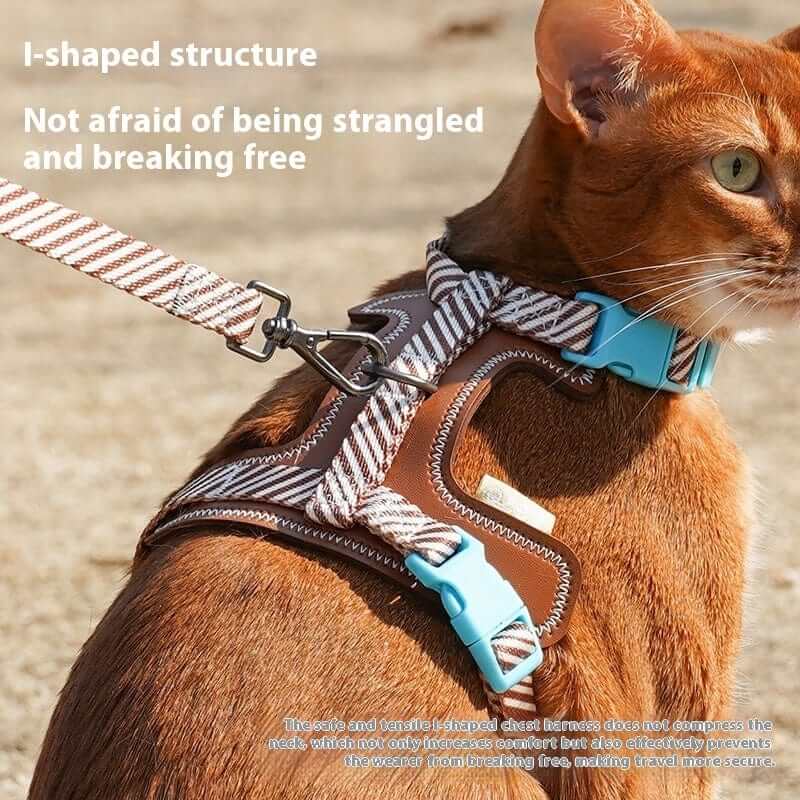 Classic Plaid Comfort Pet Harness Set with I-shaped structure, ensuring security for dogs and cats.