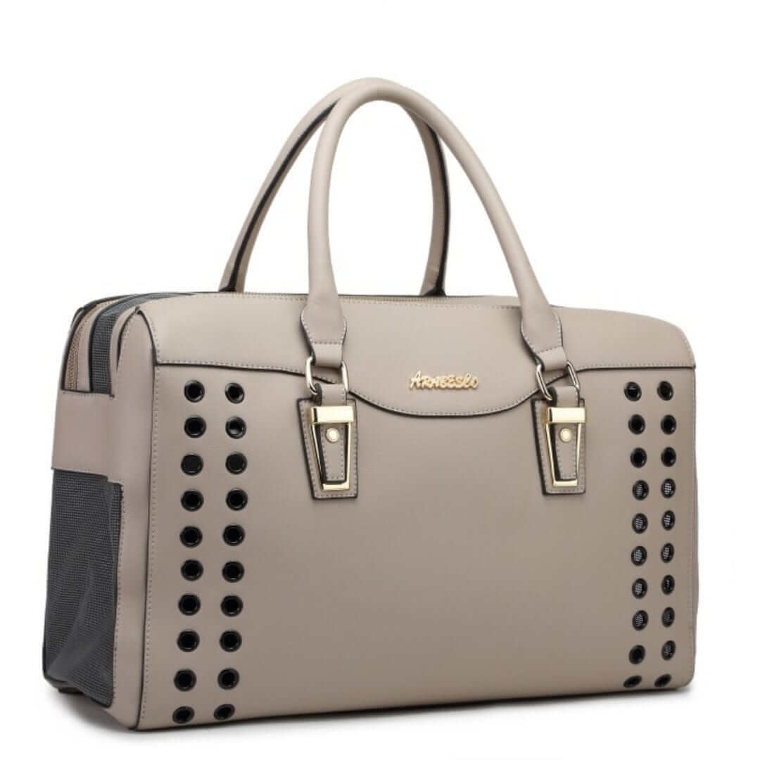 Comfort Pet Travel Tote for small dogs and cats, stylish and breathable design for safe travels