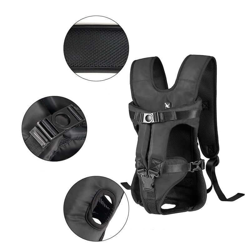 ComfortCarry Pet Backpack detailed view showcasing breathable materials and secure straps for dogs and cats.