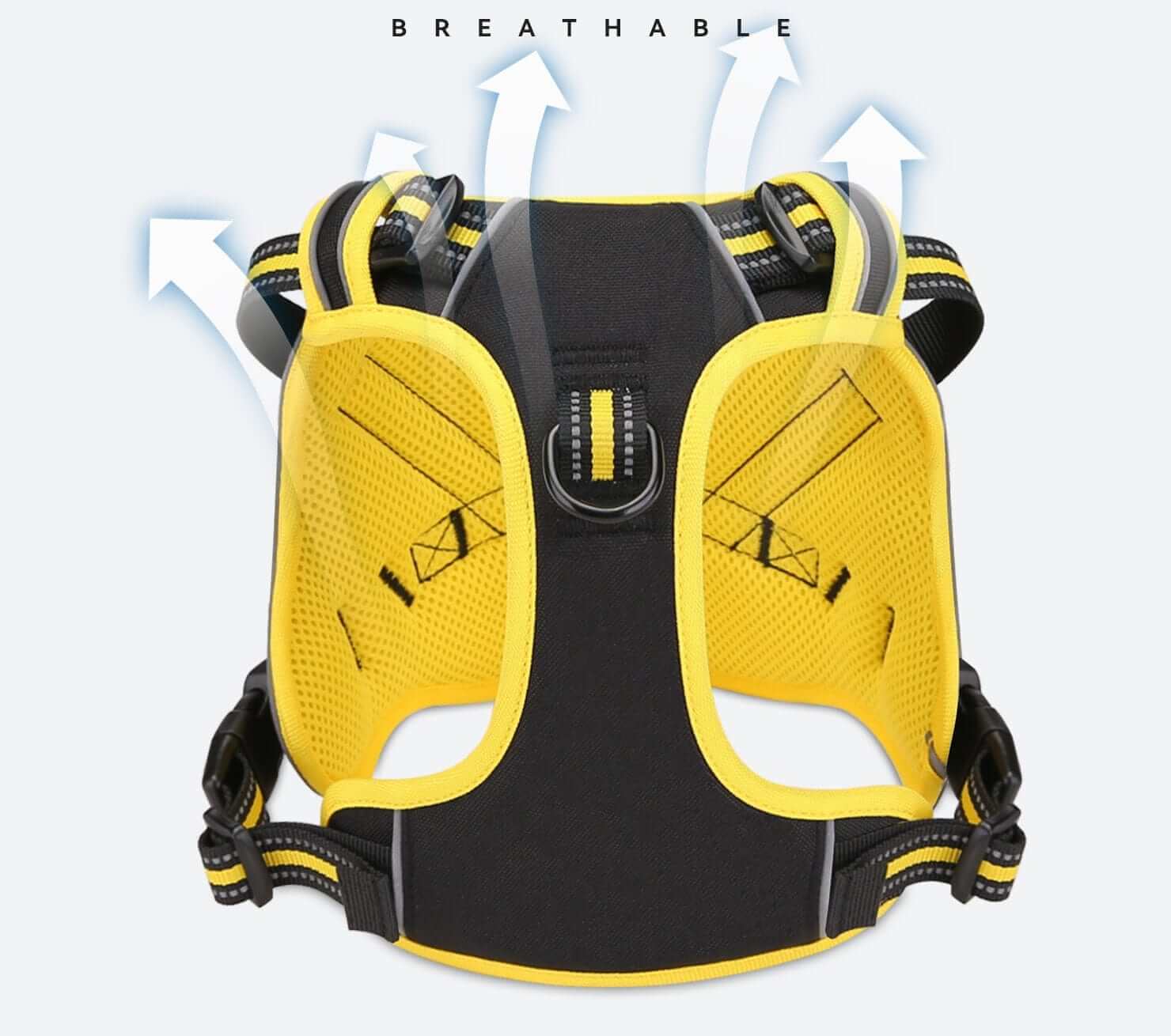 ComfyControl Reflective Dog Harness back view showing breathable design and soft padding for comfort. Ideal for Dogs & Cats.