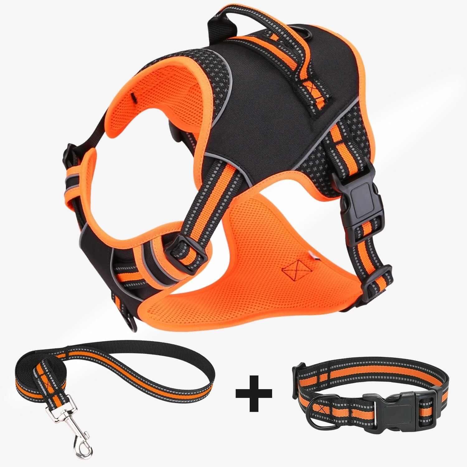 ComfyControl Reflective Dog Harness featuring soft padding, durable Oxford fabric, designed for dogs and cats, includes leash.