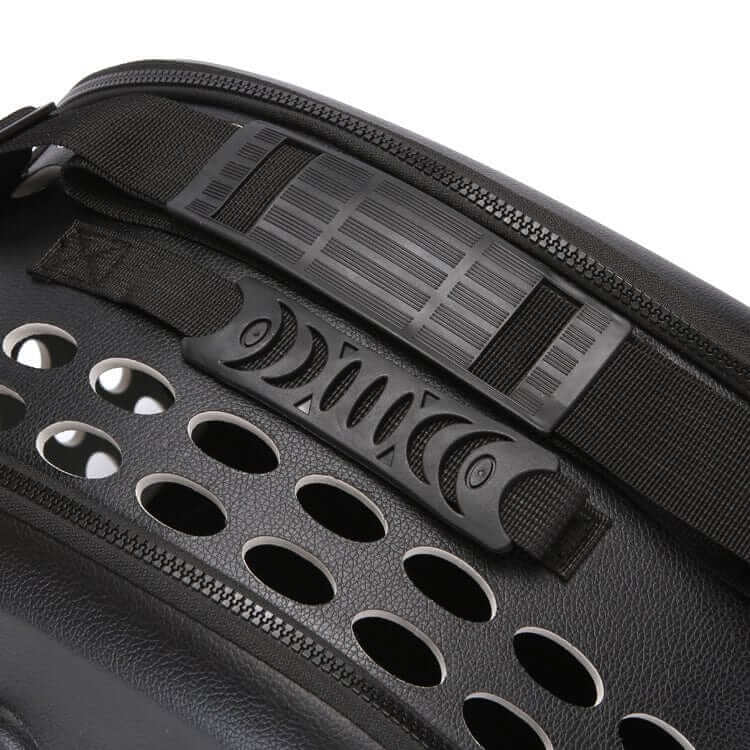 Compact Travel Pet Carrier zipper and strap detail showcasing convenience for dogs and cats.