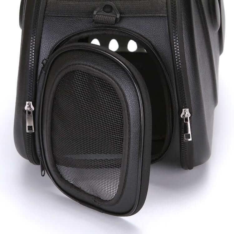 Close-up of the Compact Travel Pet Carrier's mesh door, highlighting its lightweight and foldable design for dogs and cats.