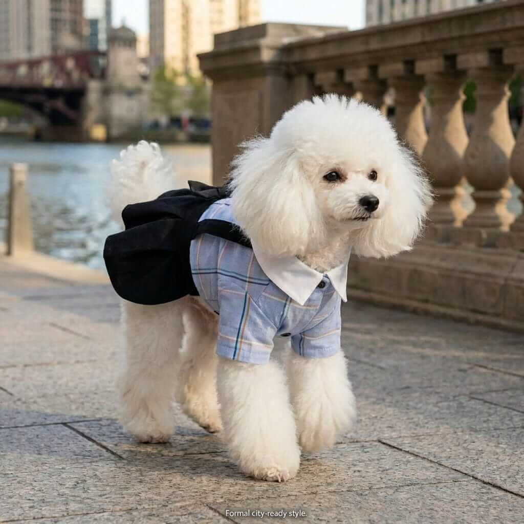 Adorable dog in Couple Wear Student Suit with bowtie, perfect for special occasions, stylish and comfortable.
