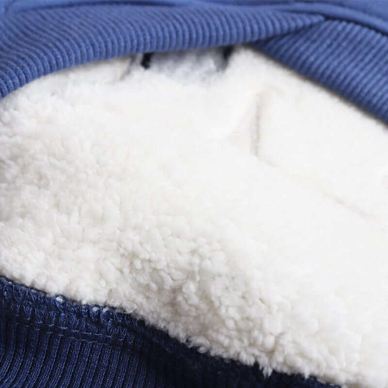 Cozy Bear Dog Hoodie close-up showing soft fleece lining, perfect for keeping dogs warm and stylish. Dogs & Cats.