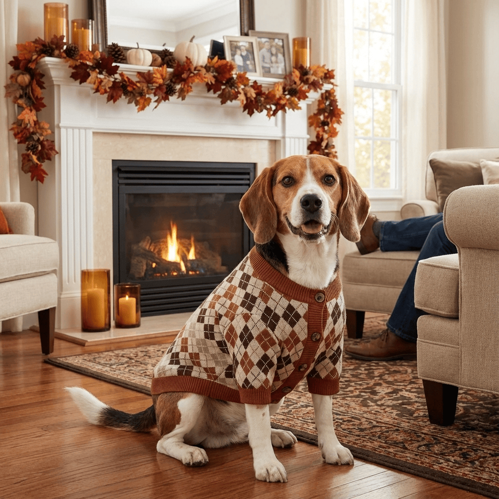 Cozy French Bulldog Fall & Winter Cardigan for small to medium dogs, warm and stylish pet apparel by Dogs & Cats.