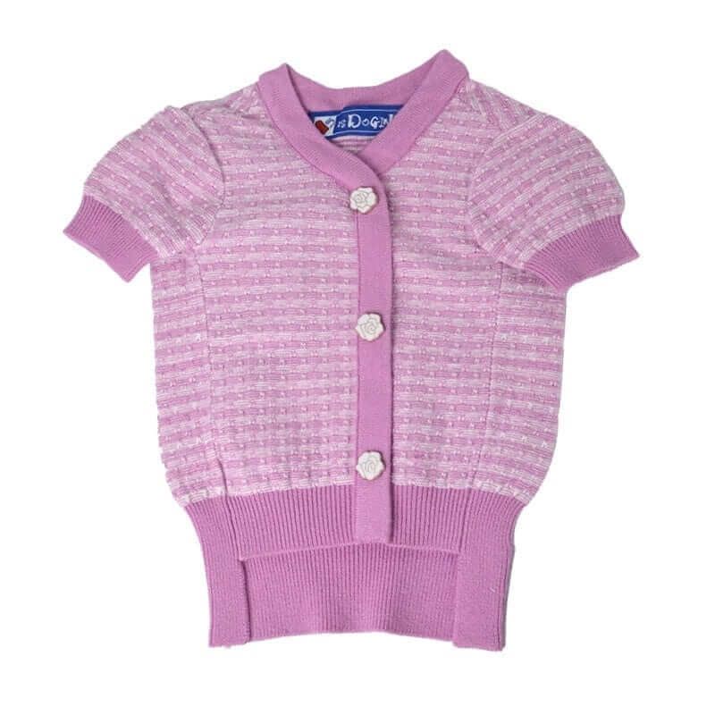 Cozy Frenchie Knit Fall Winter Dog Sweater, pink cardigan for small dogs, stylish and warm by Dogs & Cats.