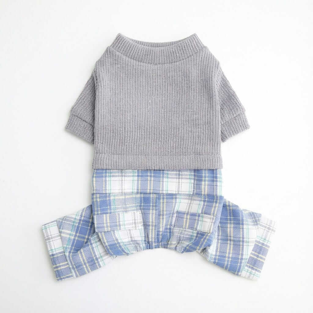 Cozy Plaid Dog Dress featuring a soft knit top and plaid skirt for dogs from Dogs & Cats.