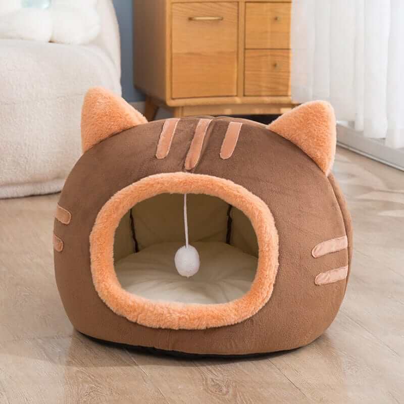 CozyCave Winter Cat Bed for Dogs & Cats, soft insulated interior, cozy tent-like structure for winter comfort.