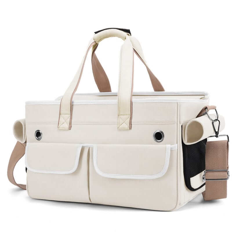 CozyCloud Soft-Sided Pet Carrier with comfortable design and storage for dogs and cats, ideal for travel.