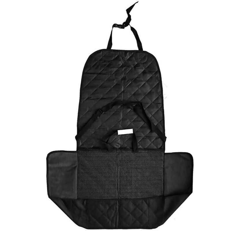CozyRide Deluxe Dog Car Booster Seat protective cover in quilted black fabric, designed for safe travel of Dogs & Cats.
