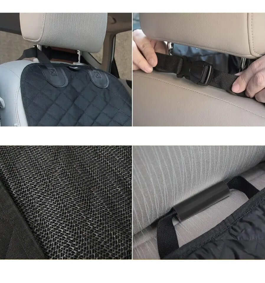 CozyRide Deluxe Dog Car Booster Seat installation details showing secure straps and durable materials for safe travel.