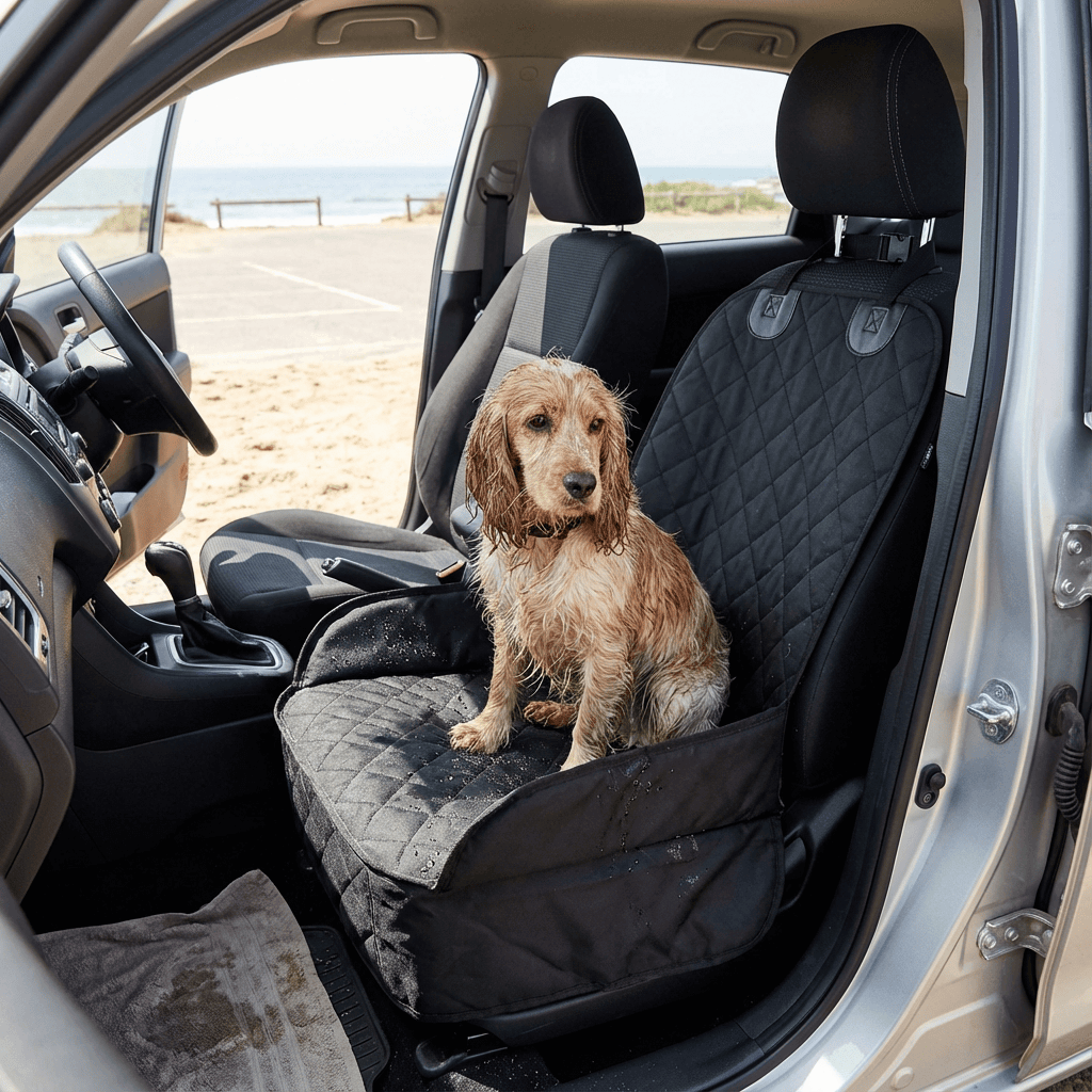 CozyRide Deluxe Dog Car Booster Seat for Dogs & Cats, featuring premium Oxford material for secure & comfortable travel.