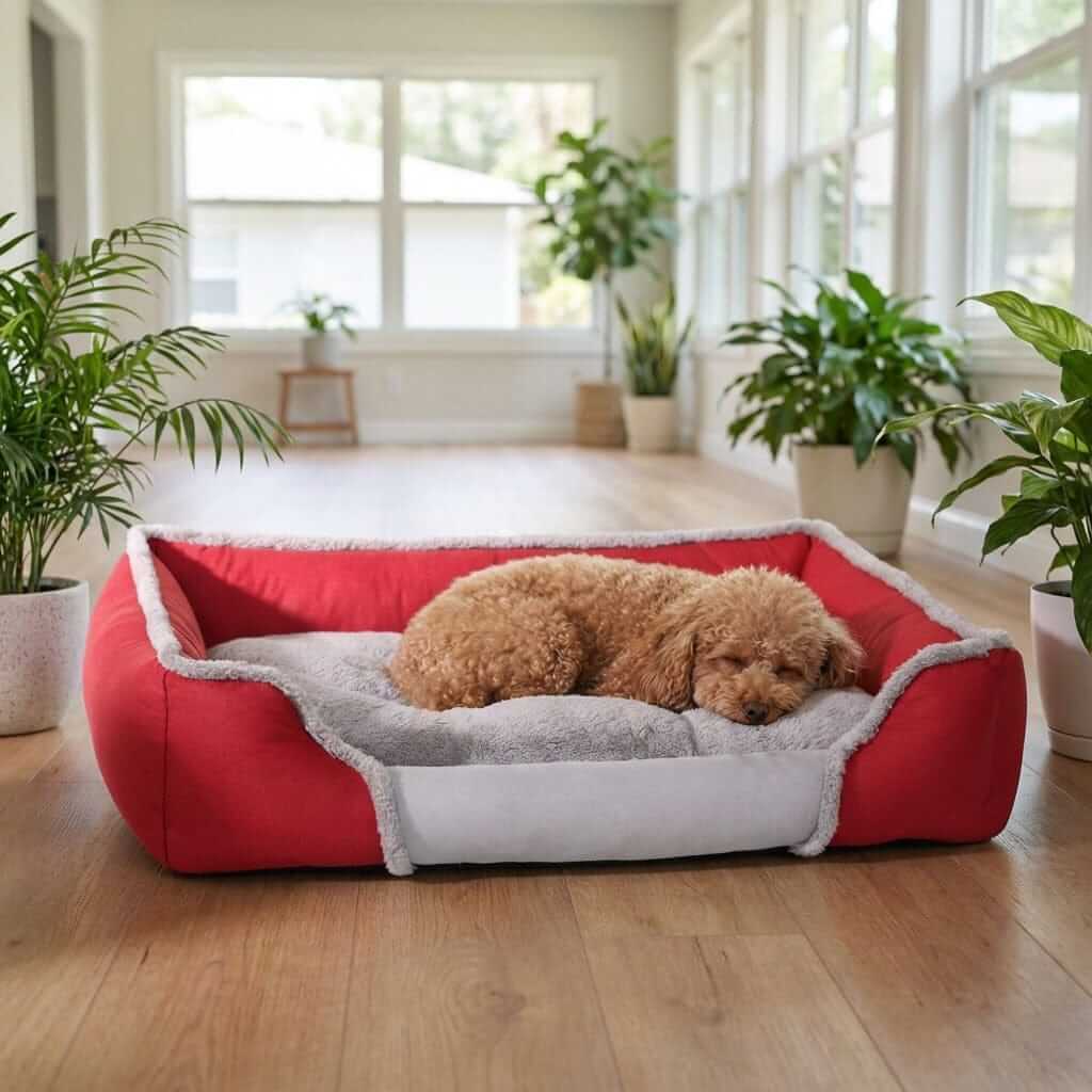 Creative Square Warm Winter Dog Bed featuring a soft, cozy design for dogs and cats, perfect for comfort and anxiety relief.