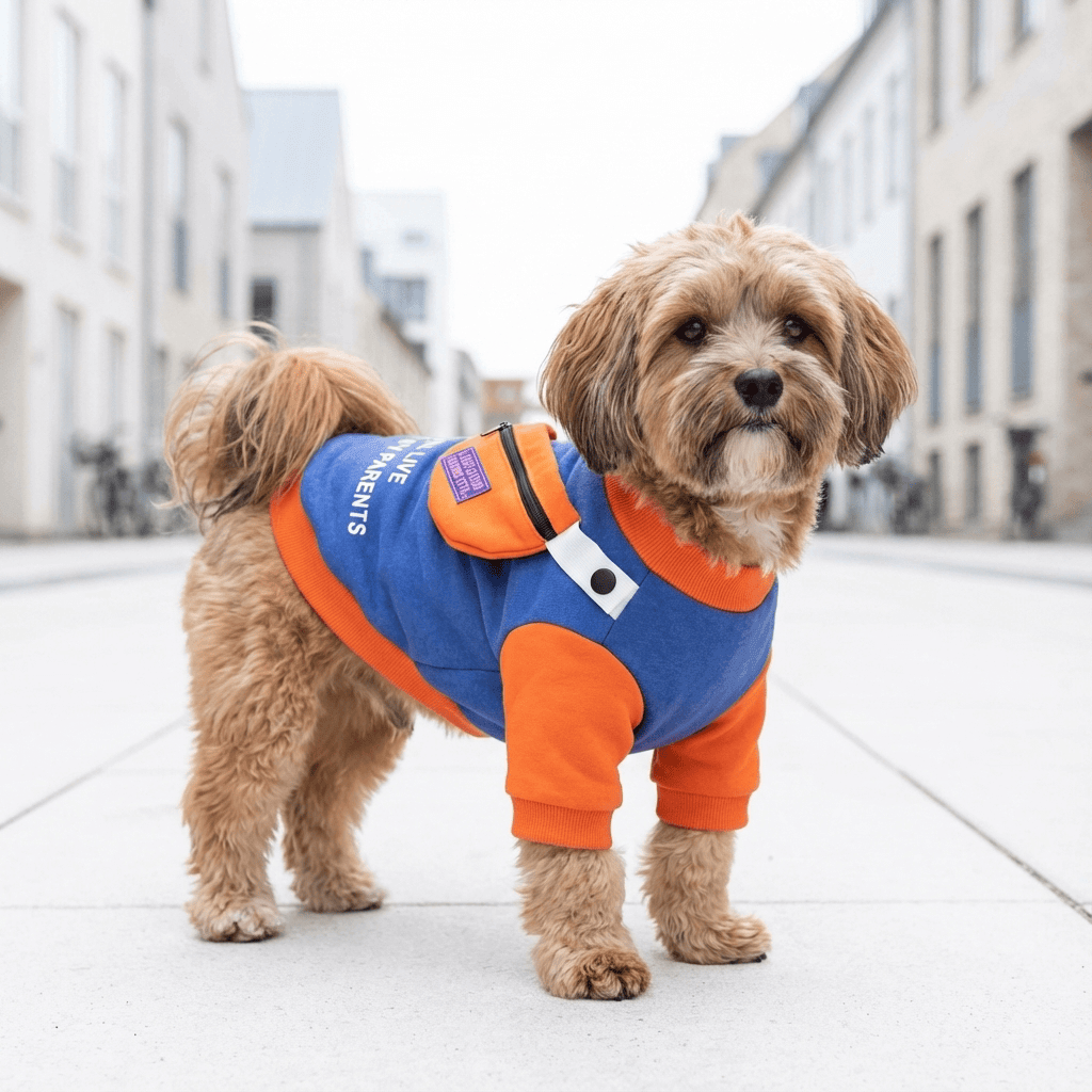 Detachable School Bag Dog Sweater for Dogs & Cats, short sleeves, soft fabric, comfortable and warm for winter wear.