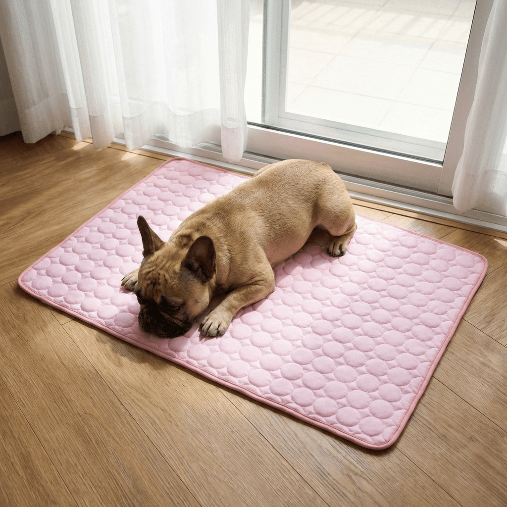 Dog Cooling Mat for Dogs & Cats, orthopedic cooling mat featuring easy fill cap, non-toxic gel, provides comfort.