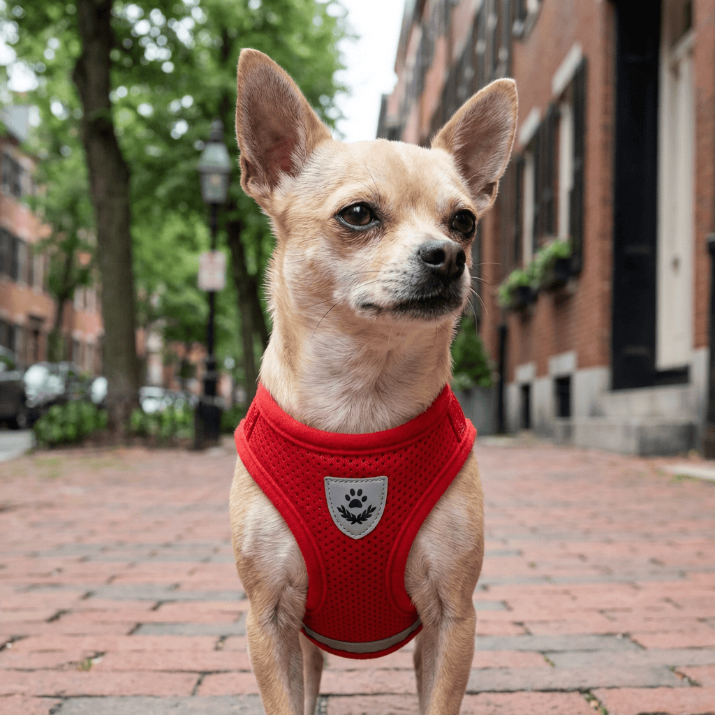Dog Harness Leash Set on a Chihuahua, featuring a comfortable design and adjustable fit for ultimate comfort.