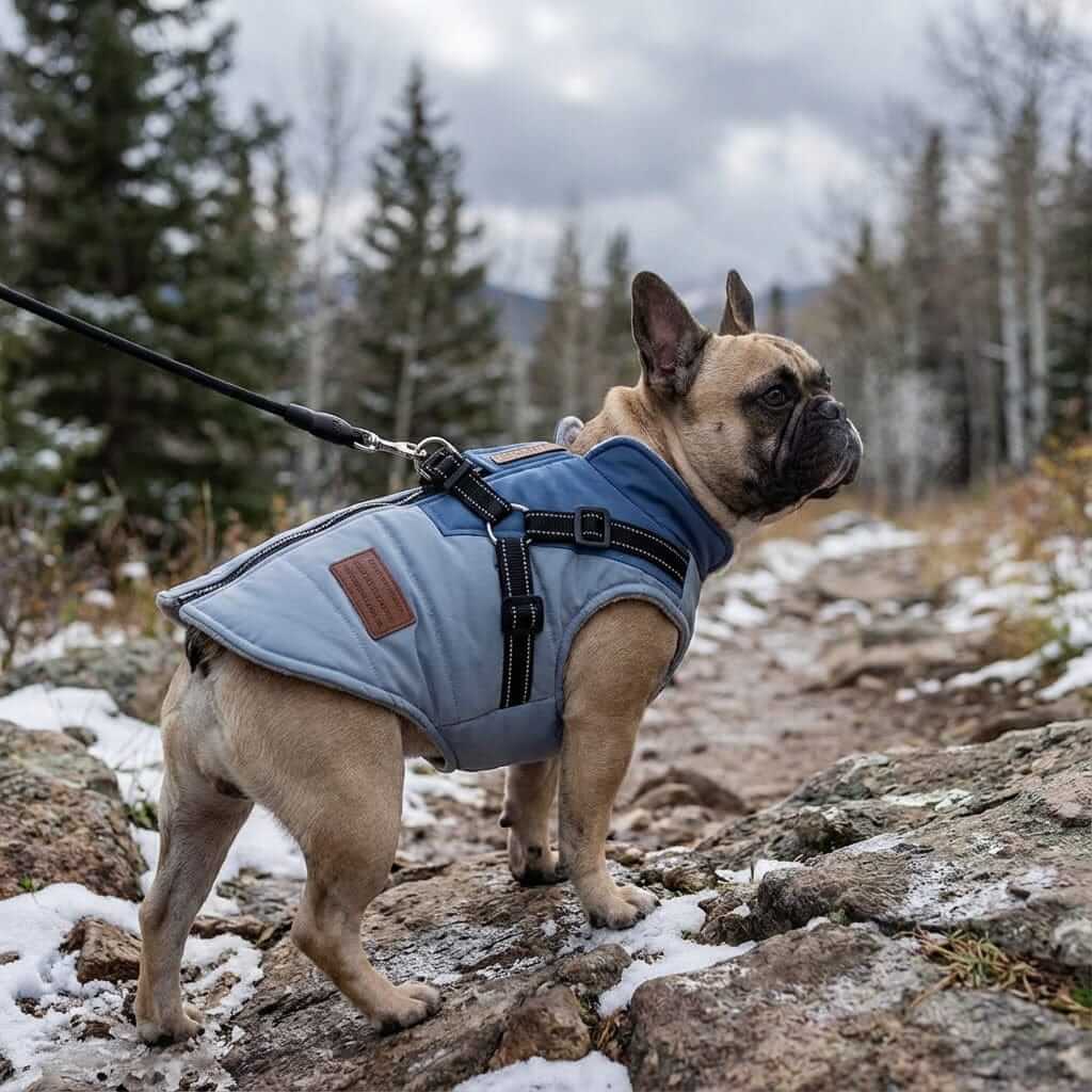 Dog Jacket with Harness for Dogs & Cats, waterproof, windproof, providing warmth and comfort on outdoor adventures.