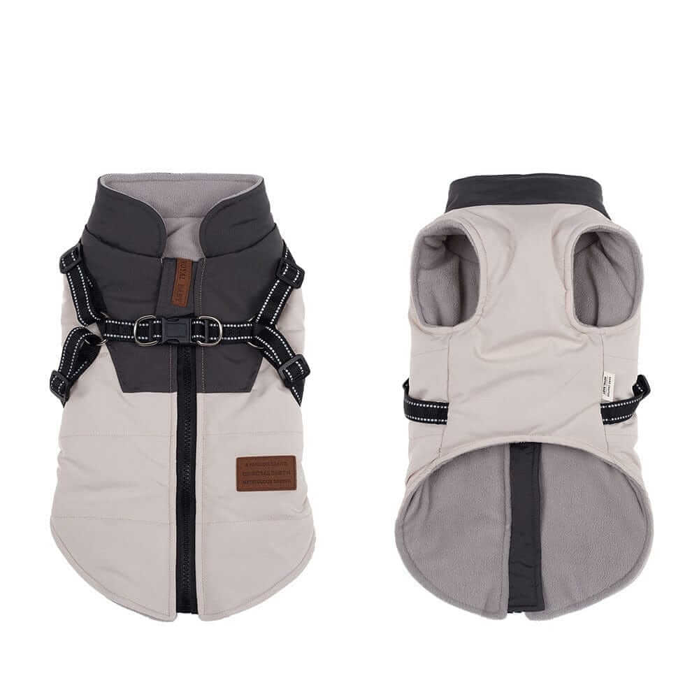 Dog Jacket with Harness featuring waterproof materials and built-in harness for warmth and safety for Dogs & Cats.