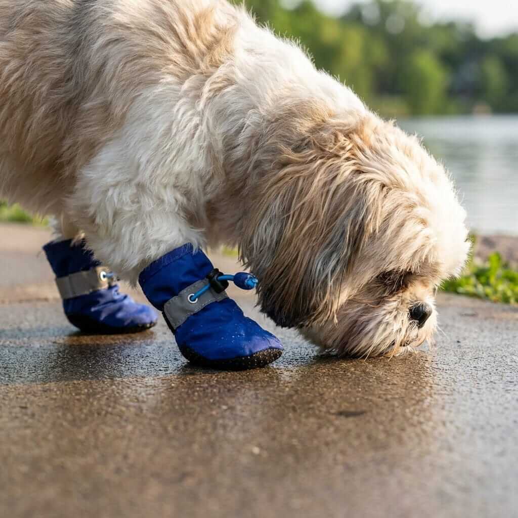 Dog Soft Bottom Rain Boots for dogs, blue soft bottom booties, high-quality design for outdoor adventures.