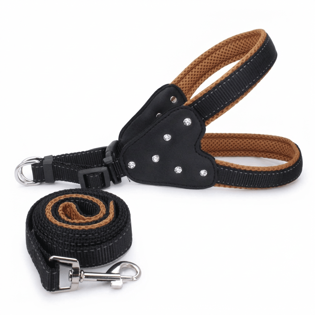 Dog Triangle Chest Strap harness with padded panels and adjustable points for dogs and cats by Dogs & Cats.