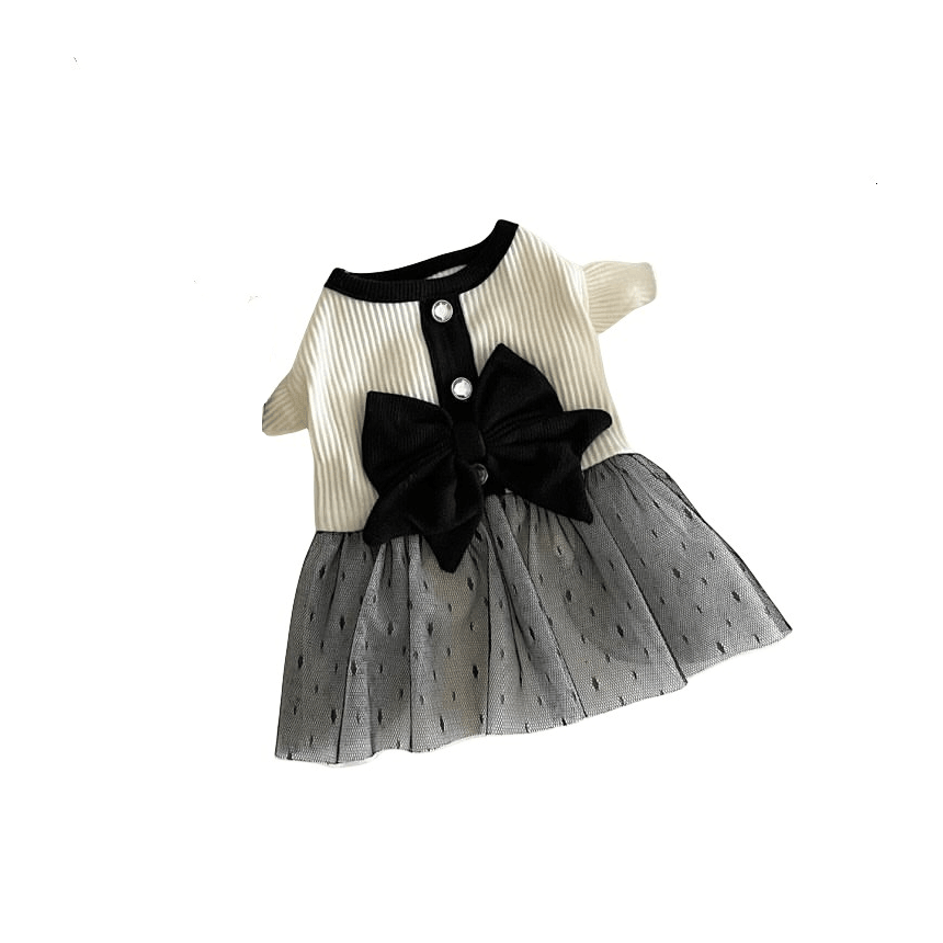Elegant Pet Bow Dress for Dogs & Cats featuring stylish bow and breathable fabric.