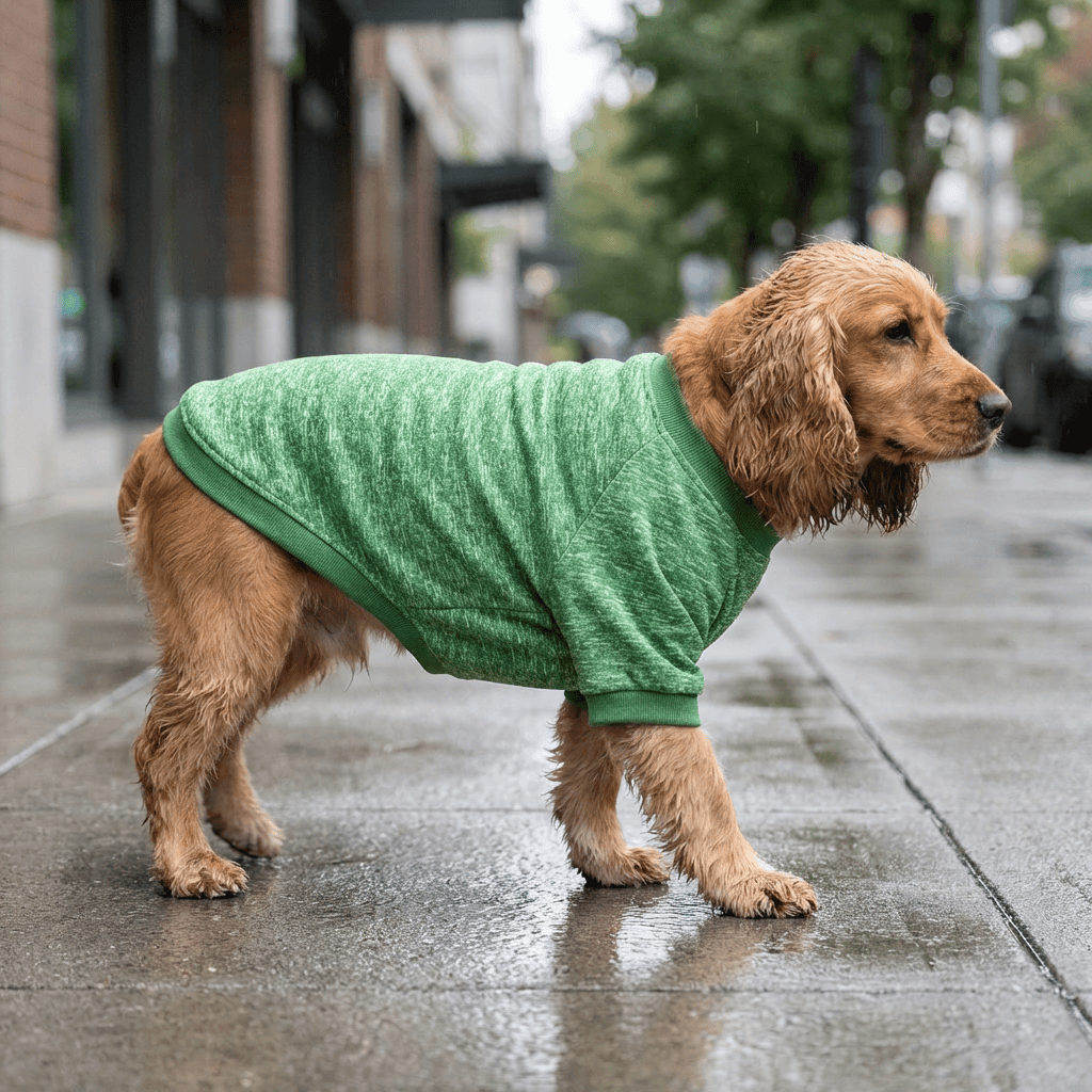 EverWarm Knit Dog Sweater on a golden retriever, featuring soft thermal acrylic fabric for warmth and comfort.
