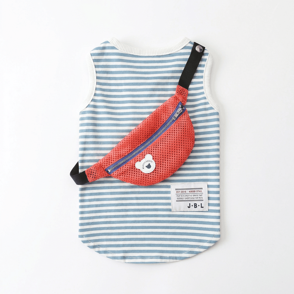Fanny Pack Dog Vest, stylish dog tank with breathable fabric and pocket, perfect for warm weather, Dogs & Cats brand.