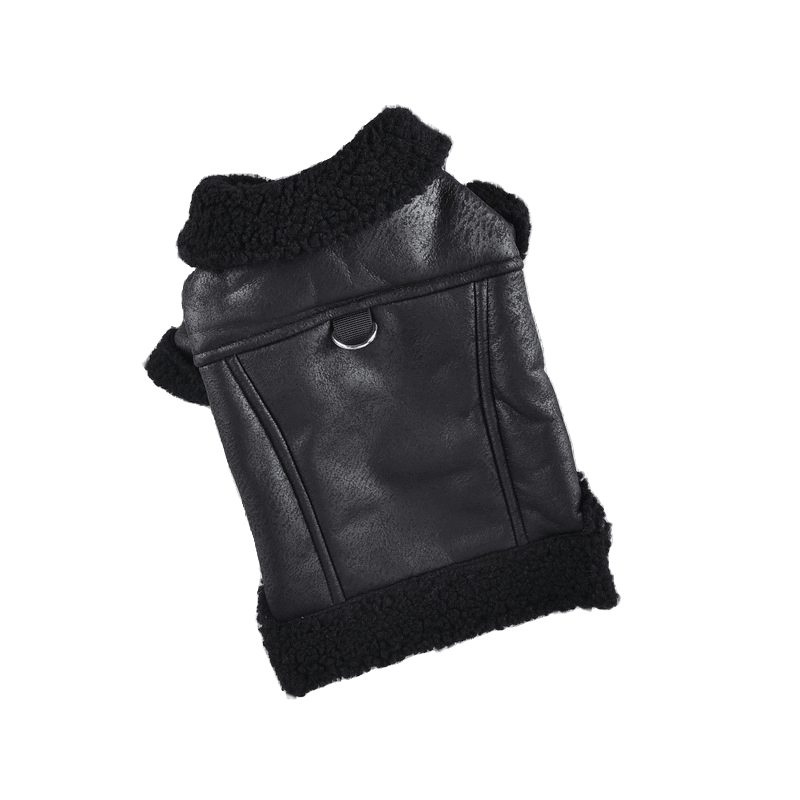 Faux Leather Dog Jacket stylish winter apparel for small to medium-sized dogs from Dogs & Cats brand.