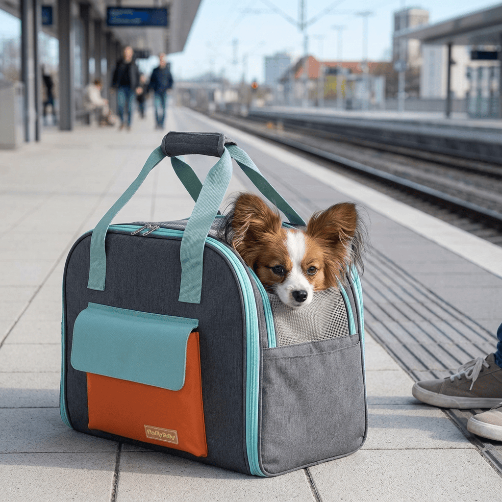 Foldable Pet Travel Backpack for dogs & cats, featuring spacious interior and breathable mesh, perfect for travel.