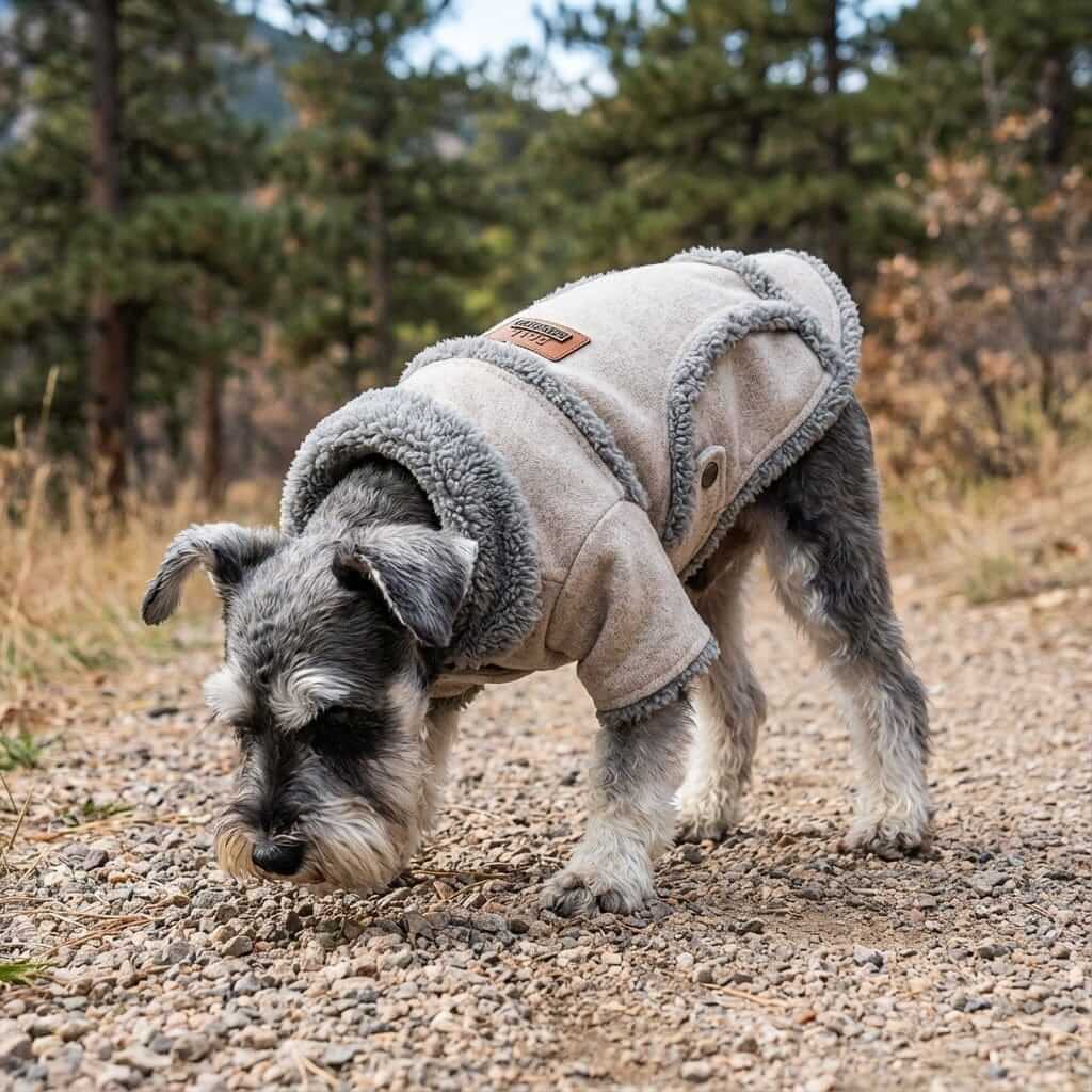 French Bulldog Thick Warm Dog Jacket on a dog outdoors, featuring breathable and cozy fleece construction by Dogs & Cats.