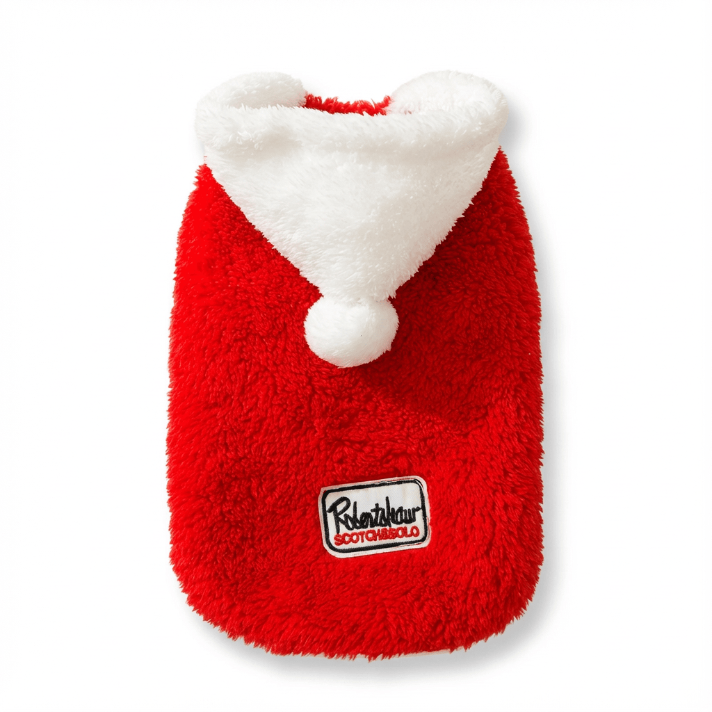 Happy Faces Dog Hooded Sweater, cozy red design, soft material, perfect for chilly evenings, by Dogs & Cats.