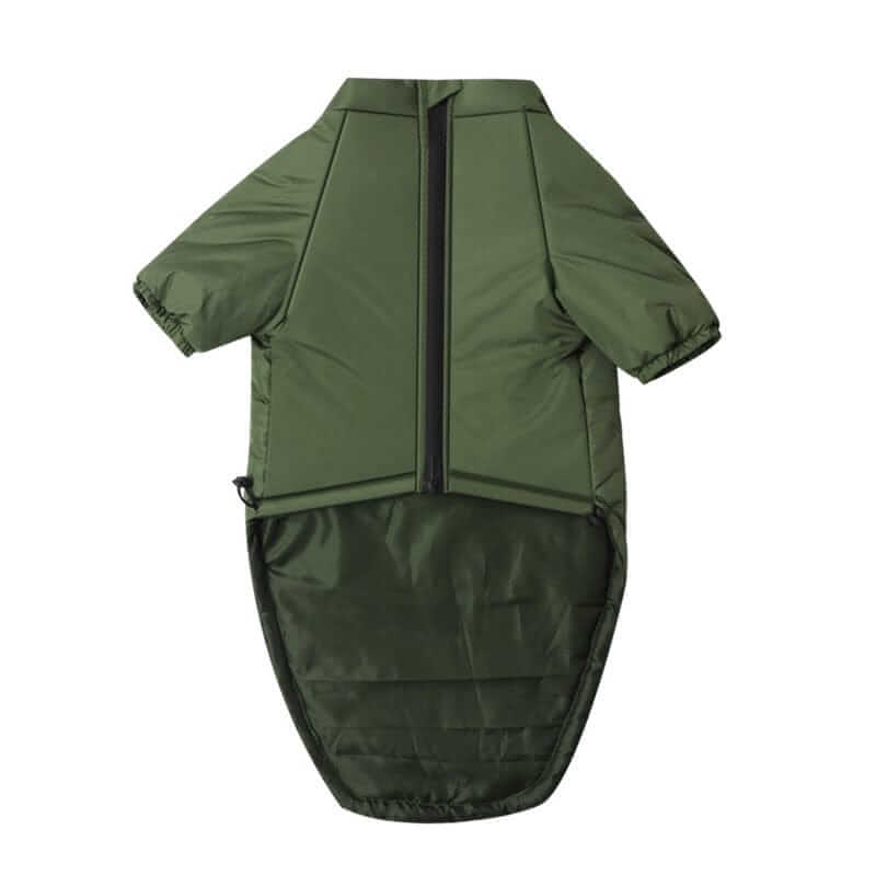 Heritage Quilted Winter Dog Jacket in green for dogs, featuring insulated interior for cold weather protection.