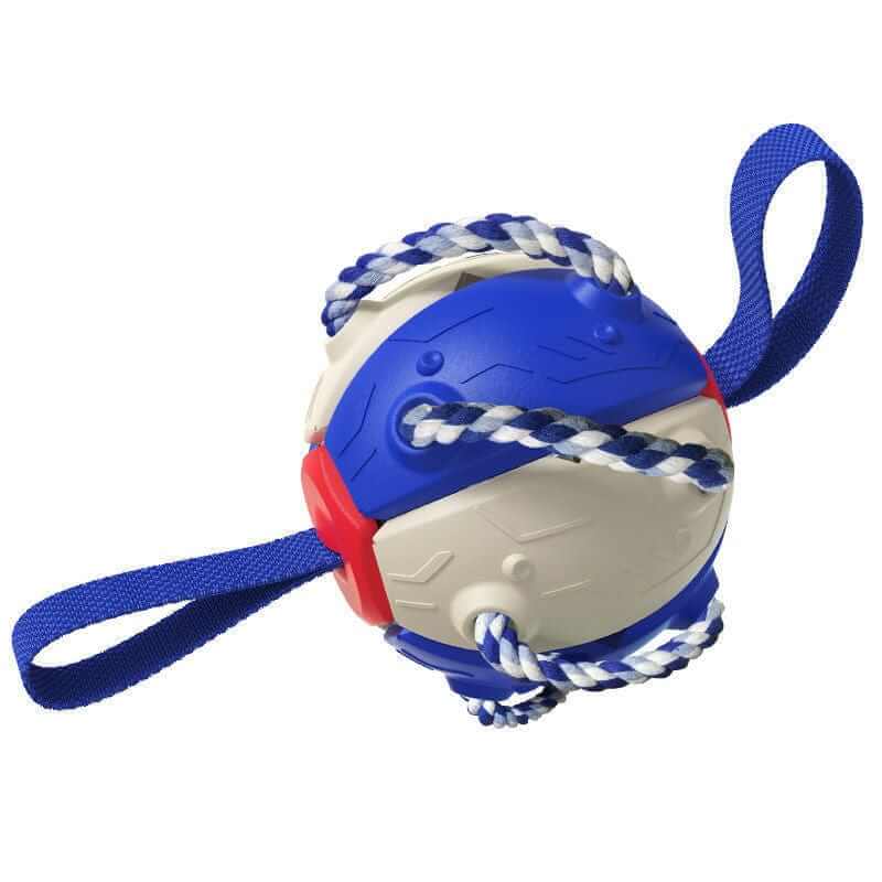 Indestructible Dog Ball & Interactive Toy with ropes, durable design for dogs, perfect for fetch and interactive play.