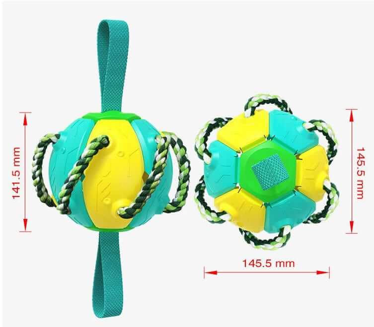 Indestructible Dog Ball & Interactive Toy with ropes and durable design for dogs & cats, 145.5mm size.