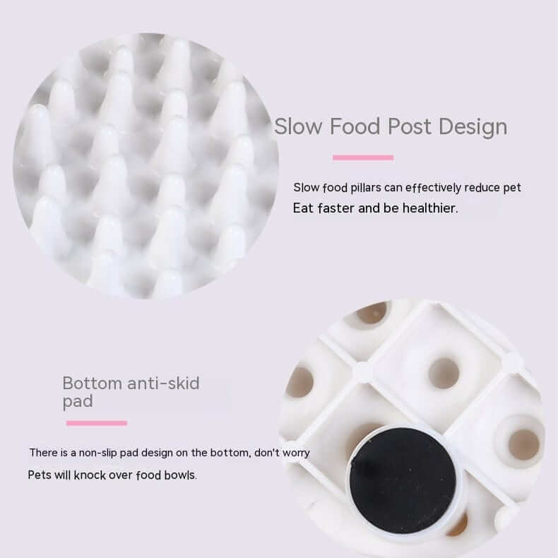 Interactive Dog Slow Feeder Toy features slow food post design and anti-skid pad for Dogs & Cats.