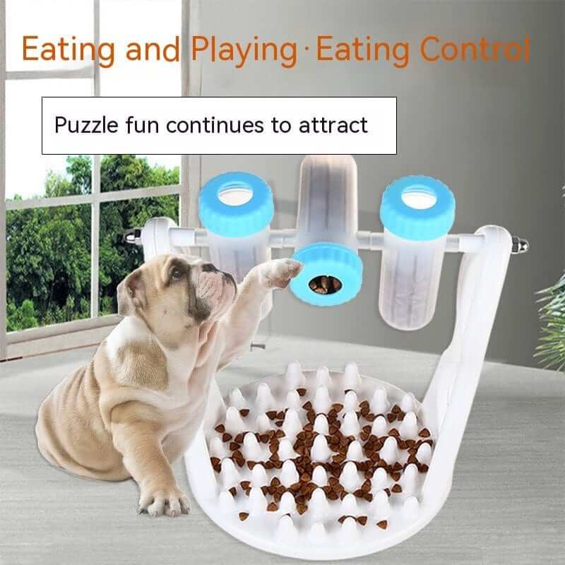 Interactive Dog Slow Feeder Toy for Dogs & Cats with puzzle features for slow eating and mental stimulation.