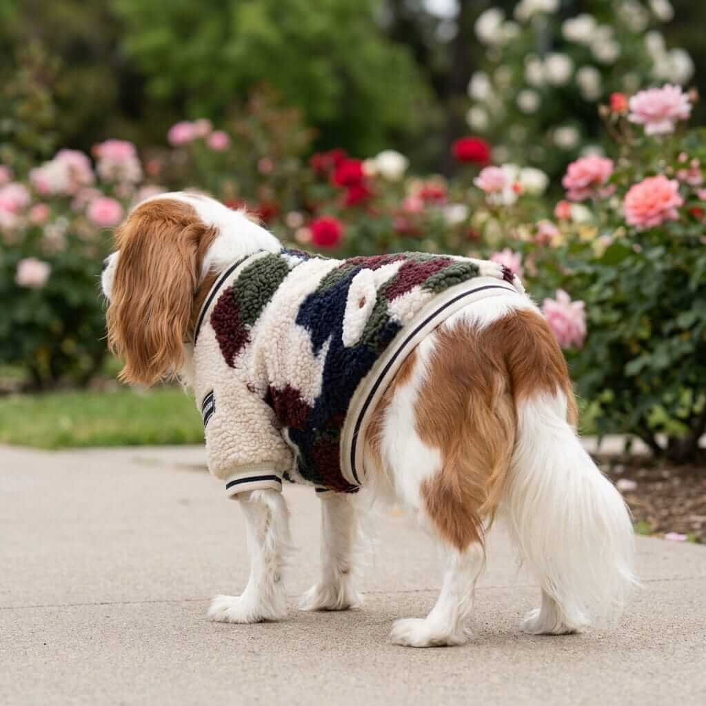 Jungle Camo Dog Jacket for dogs and cats, featuring durable construction and easy slip-on design.