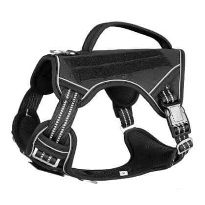 K9Command Tactical Harness, durable harness for medium to large dogs, features no-pull front clip, sturdy handle.