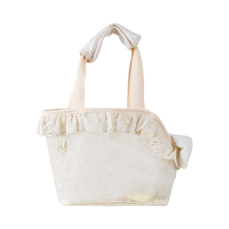 Lace Pet Shoulder Bag - Elegant and breathable pet carrier for dogs and cats, featuring stylish lace design and portable convenience.