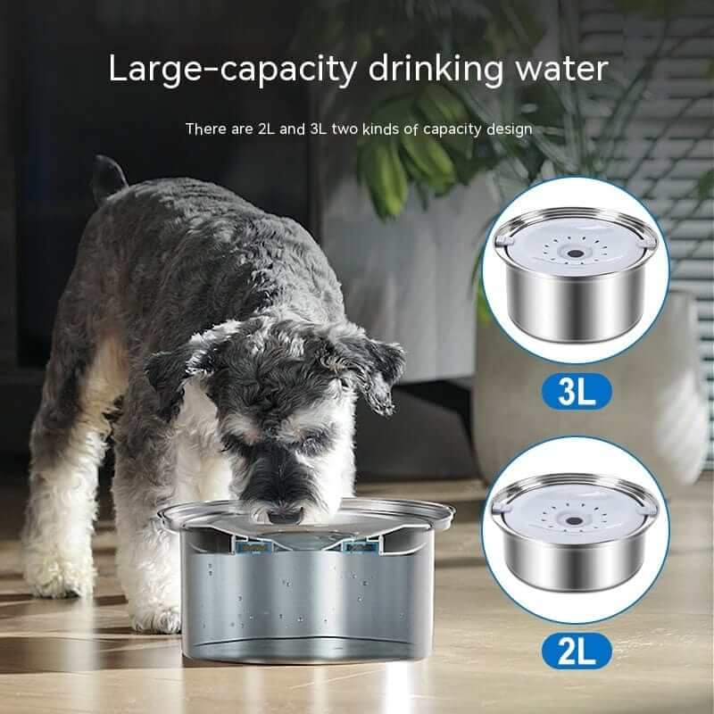 SplashGuard Dog Water Bowl - large capacity drinking water bowl for dogs, features 2L and 3L options.