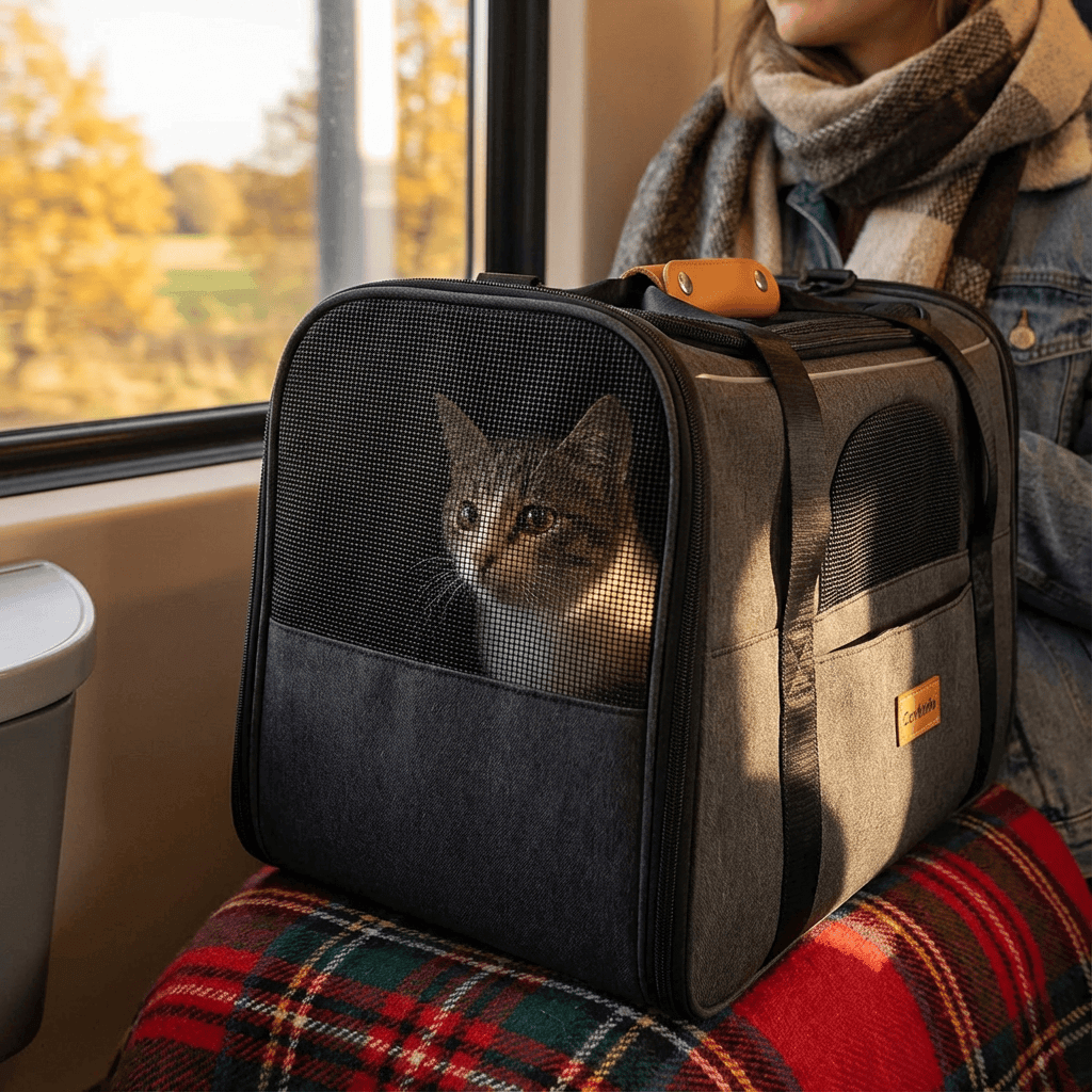Luxe Voyager Pet Carrier for cats, stylish and functional travel accessory with premium materials.