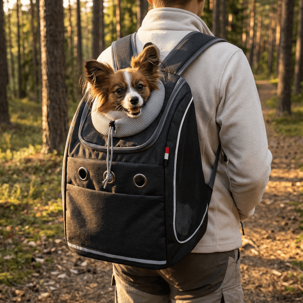 LuxeFold Pet Carrier Bag for small dogs and cats, lightweight, breathable, luxury comfort for travels.