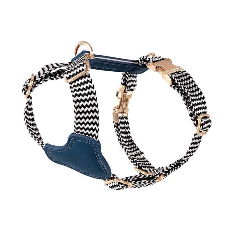 LuxPaw Knitted Leather Harness, stylish pet harness, premium leather and knitted accents for dogs & cats.