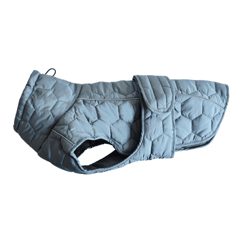 Luxury Greyhound Winter Dog Coat - elegant grey quilted coat for stylish and warm winter walks with your dog.