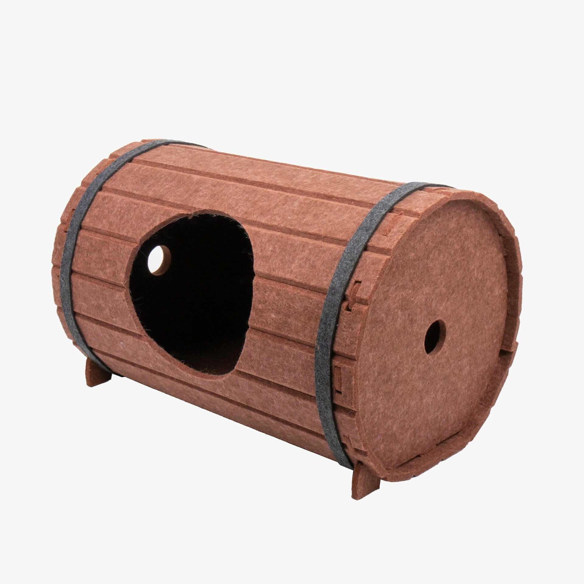 Multifunctional Wine Barrel Cat Bed & Scratcher House featuring cozy sleeping area and integrated scratcher.