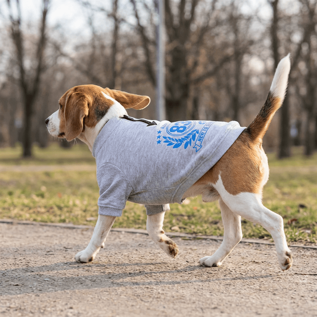 New To Sports Dot Sweatshirt for dogs, featuring soft material and short sleeves, comfortable for adventures by Dogs & Cats.