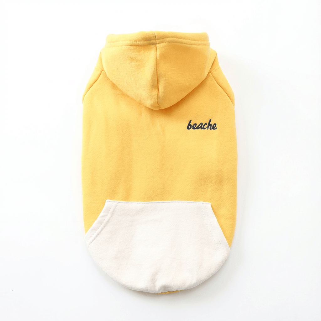 Pacific Style Dog Hoodie featuring a cozy yellow fleece design, perfect for dogs and cats by Dogs & Cats.